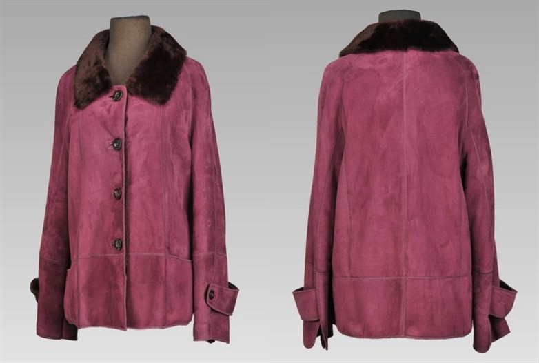 Eggplant Turkish Shearling Jacket Size 16 Length 27</BR><font size="+2">$350.00<font>