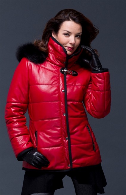 Red Leather with Detachable Hood