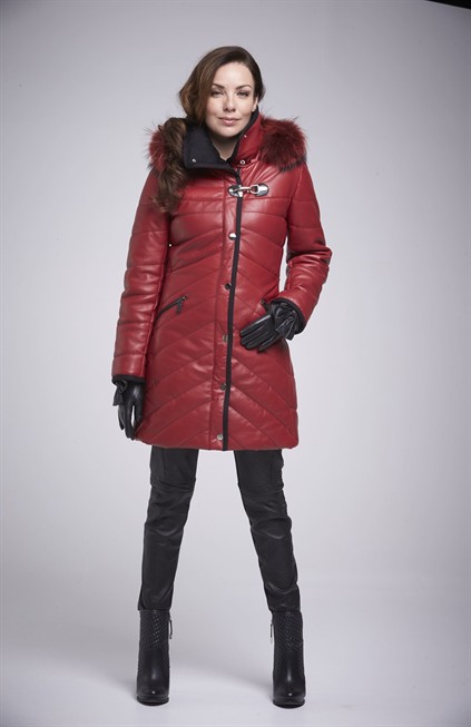 Red Leather with Detachable Hood
