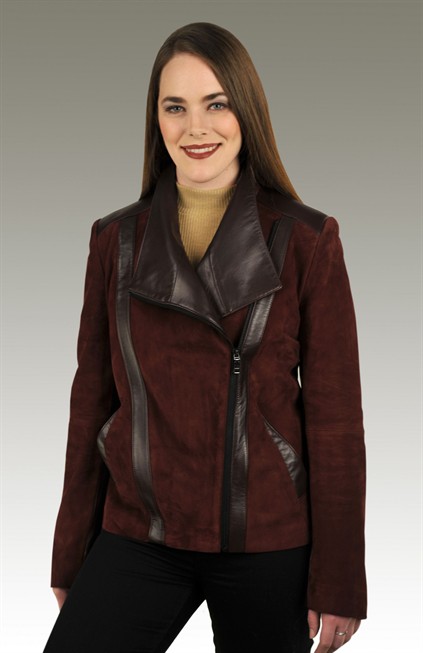 Burgandy Suede Jacket w/ Leather