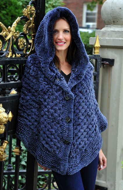 Blue Sheared Rex Rabbit Cape