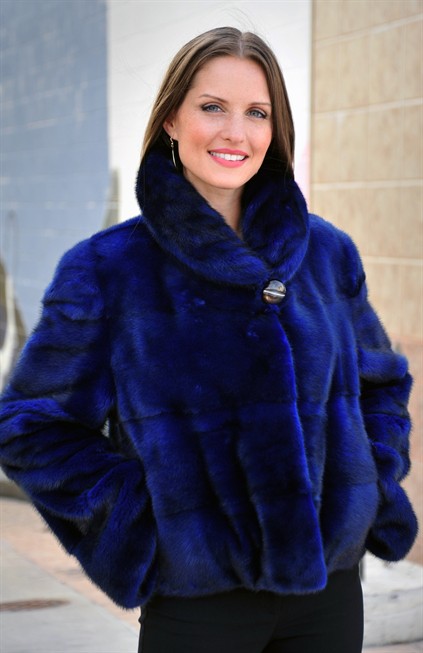 Midnight Blue Long hair mink jacket